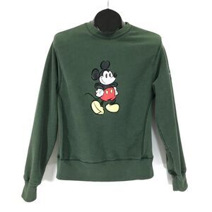 Vintage Disney Store Mickey Mouse Crew Neck Sweatshirt Adult Small Green 90s